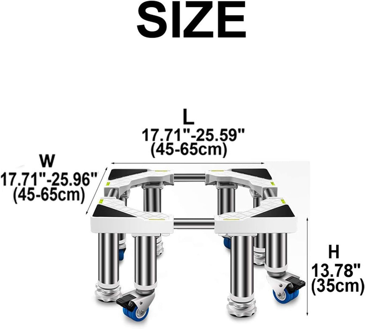Adjustable Washing Machine Base Heavy Duty Washing Machine Base with Wheels Universal Mobile Base Fridge Stand Locking Swivel Wheels Dryer Stent Appliance Stand 45-65cm Washer