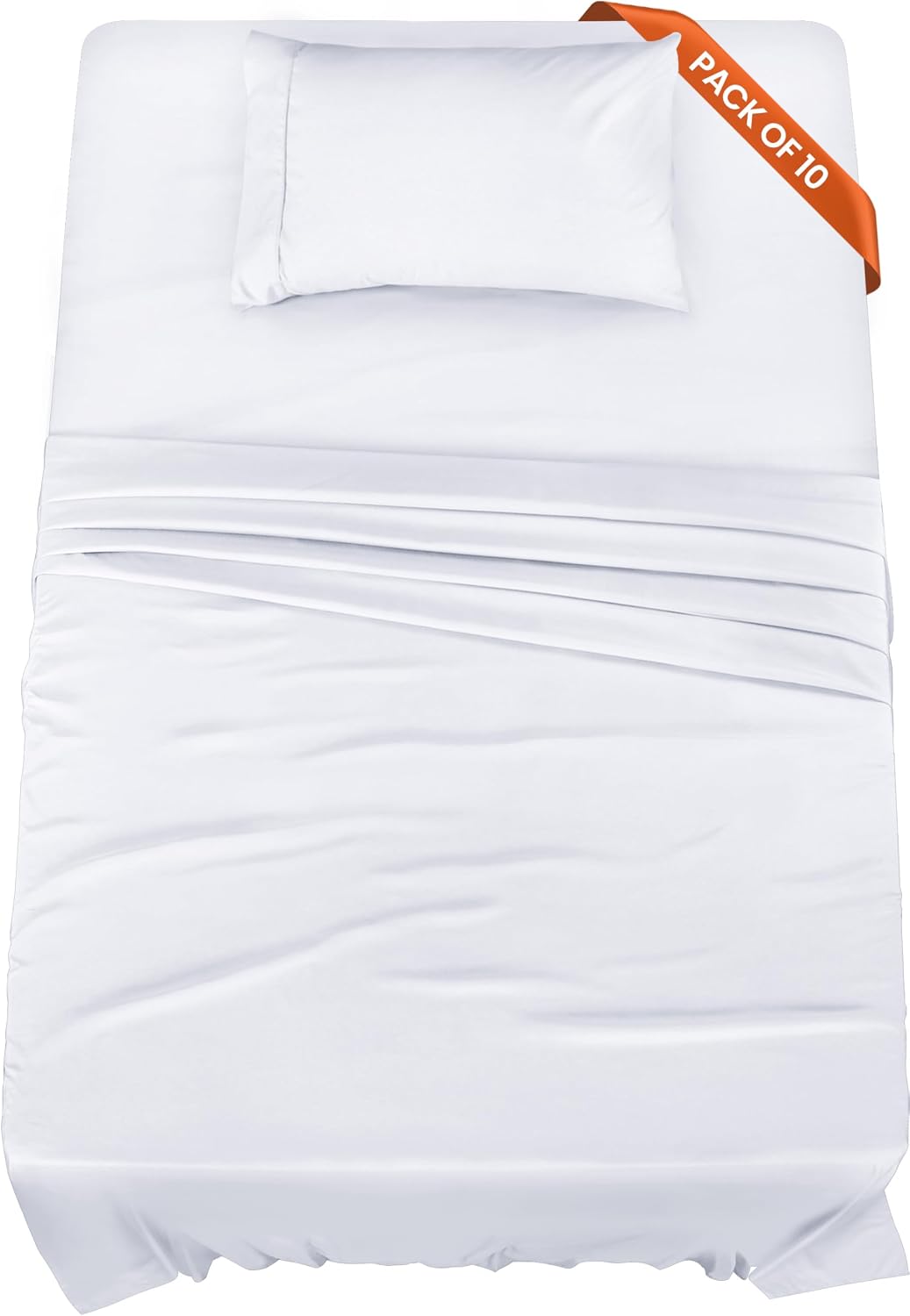 Utopia Bedding Twin Size Sheet Set - Bulk Pack of 10 Bed Sheets Set - Soft Brushed Microfiber - Deep Pockets - Shrinkage & Fade Resistant - Easy Care (White)