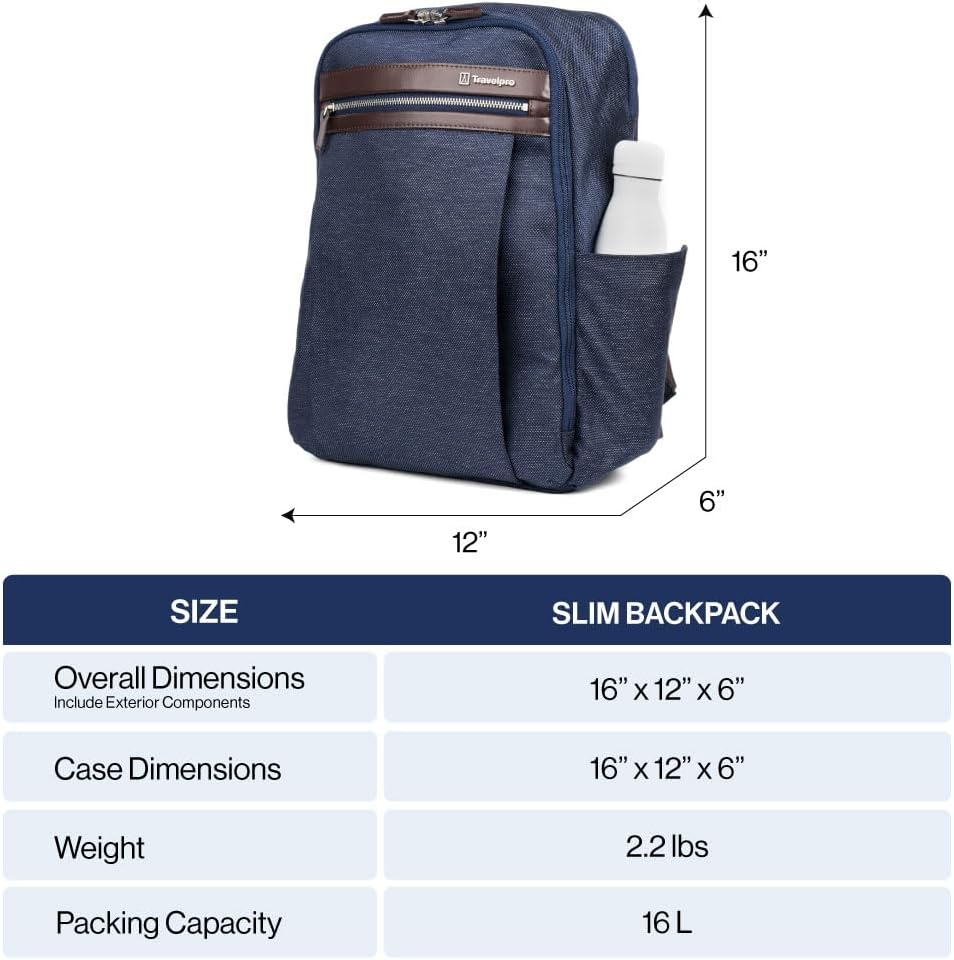 Travelpro Platinum Elite Slim Laptop Travel Backpack, Fits up to 16 Inch Laptop, Business, Water Resistant, Men and Women, Navy Camouflage