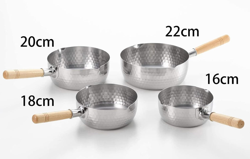 Japanese Stainless Steel Yukihira Saucepans 22cm Cooking Pot, 3 Quart, Made in Japan, 4-Pack