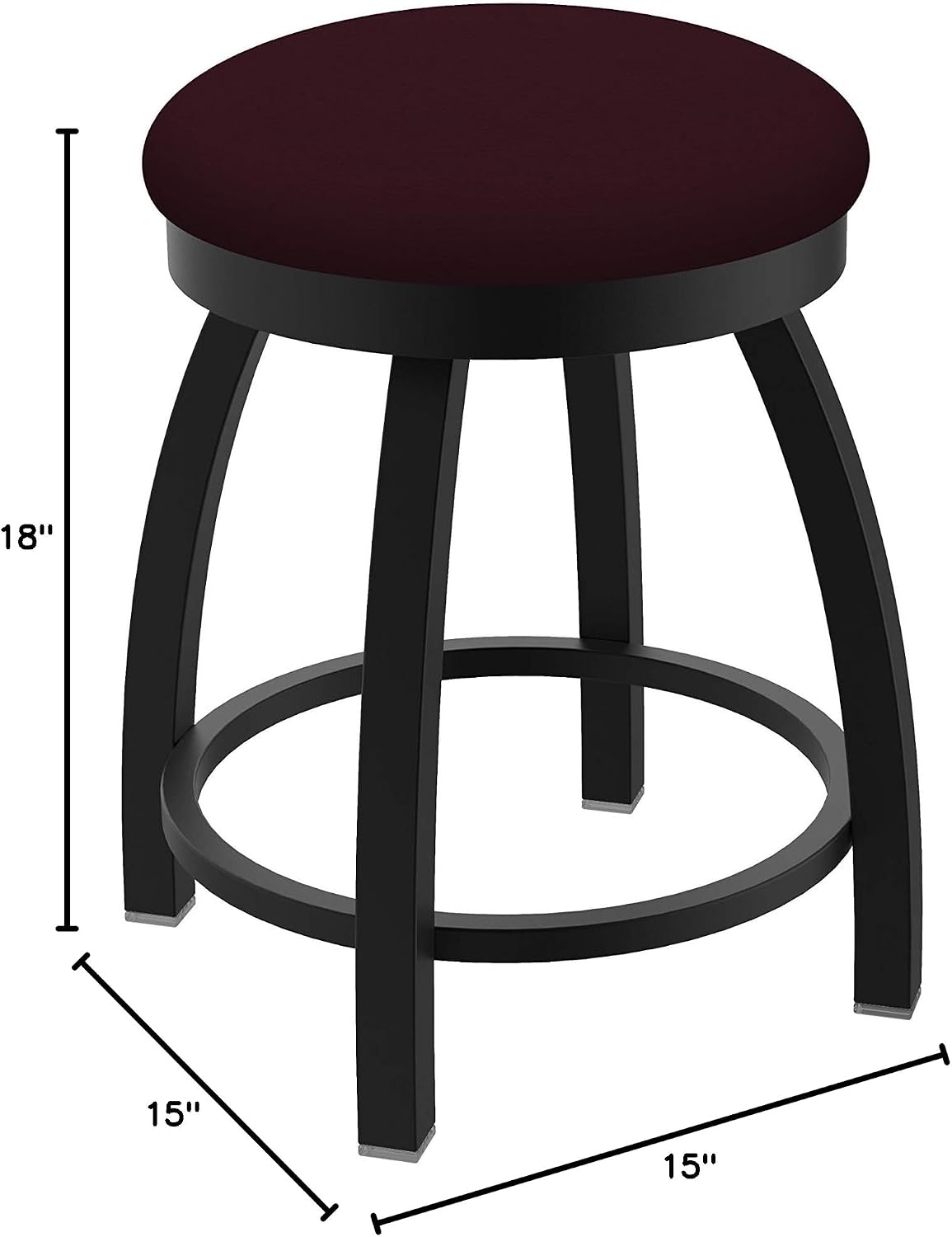 802 Misha 18' Swivel Vanity Stool with Black Wrinkle Finish and Canter Bordeaux Seat