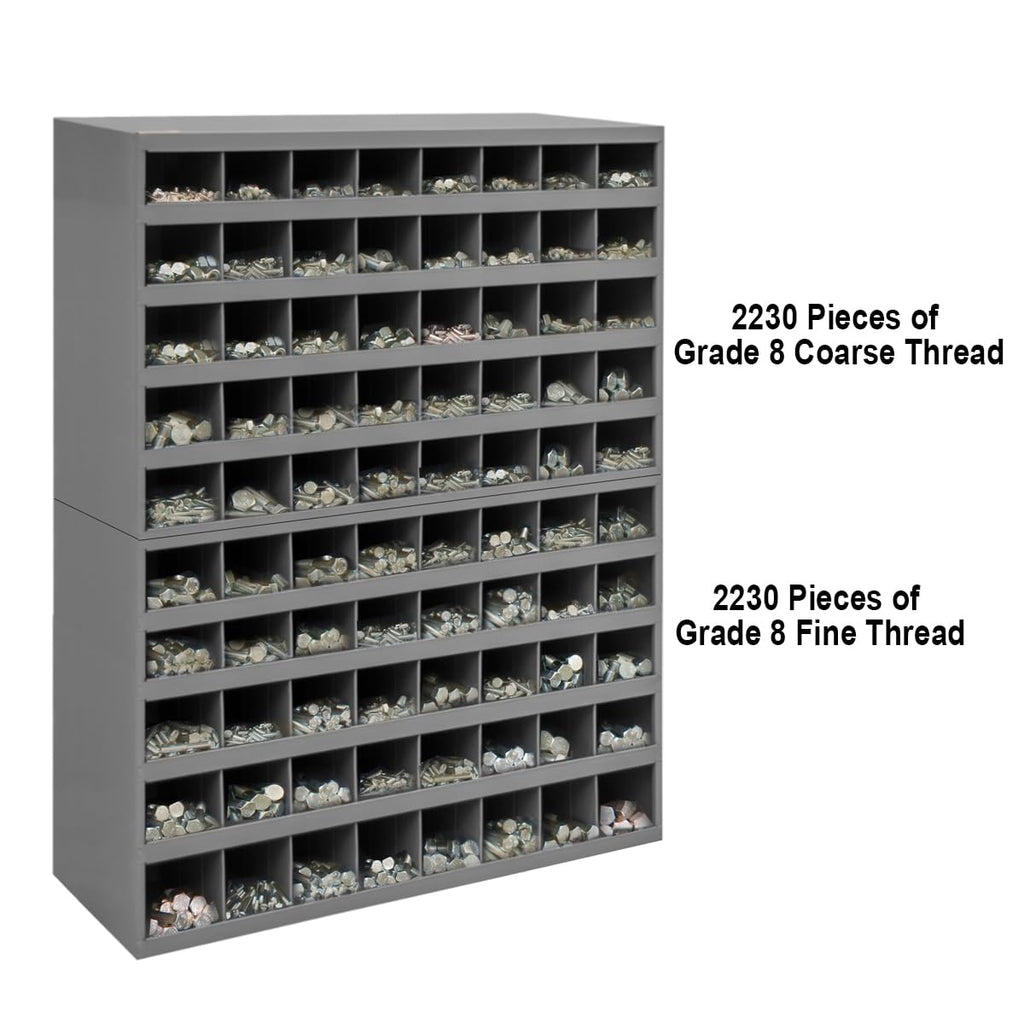 Titan Industrial Supply- Combo Grade 8 Coarse & Grade 8 Fine Thread Bolt Kit Assortment- 4460 pcs with Hex Cap Screws, Hex Nuts, Nylon Locknuts, Washers, & Two Durham 40 Hole Metal Bin