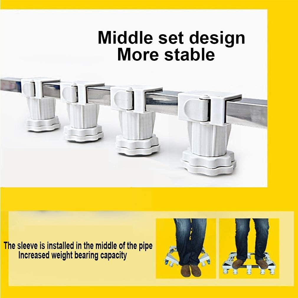 Adjustable Washing Machine Base Tumble Dryer Stand Trolley Heavy Duty Roller Washing Machine Appliance Wheel Universal Adjustable 52-67cm Cookers Stand Base Movable Fridge Fre