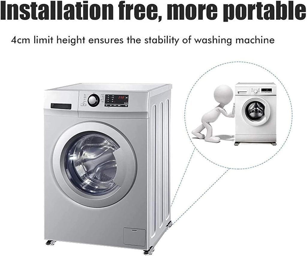 Washing Machine Stand Base, Adjustable 45-70 cm Pedestal Max Load 300kg, Universal Washing Machine Base with 24 Wheels, Lifting Height 4cm, 2Pcs (Silver)