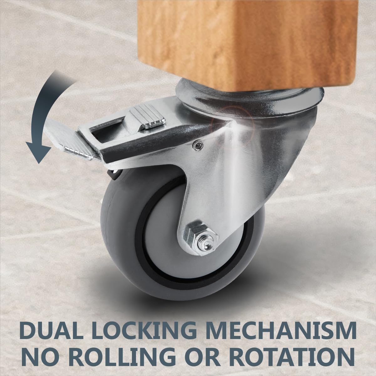POWERTEC 17201-Case4 3' Heavy Duty Threaded Stem Swivel Caster Wheels with 600 lbs Total Loads, Dual Locking Industrial Castor Wheels for Workbench, Dolly, Cart & Furniture, (Pack of 16)