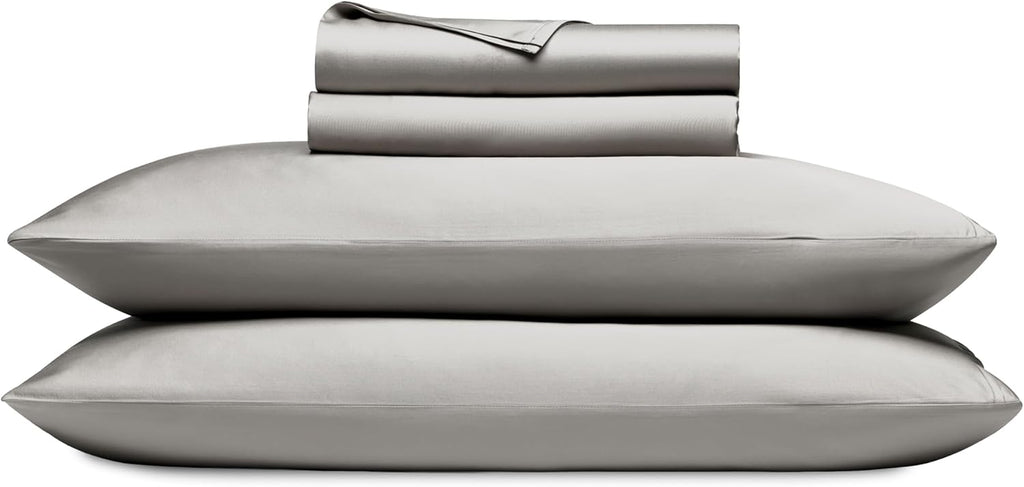 Cozy Earth Luxury Bed Sheet Set - 100% Viscose from Bamboo Fabric, Ultra-Soft & Breathable, Fits Regular & Deep Pocket Mattresses up to 20' - 4 Pieces Queen Sheet Set Gray