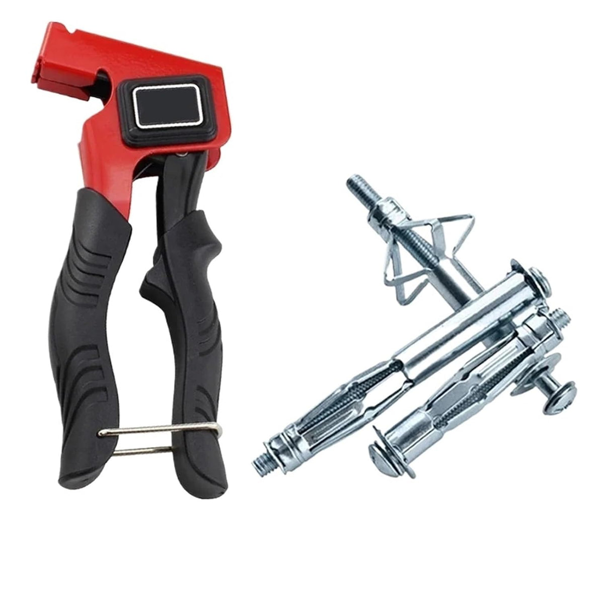 Hollow Wall Anchors Gun Hand Tool Heavy Gypsum Board Fixing Drive Anchor Bolt Screws Kit(Red PlierAnd Screw50)