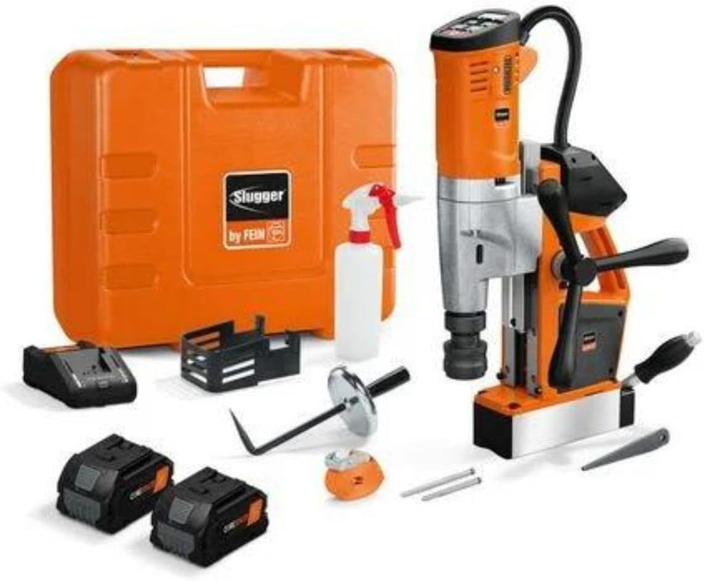Fein 18V Cordless Universal Magnetic Base Drill with Brushless Motor and Permanent Magnet - 1-3/8' HSS Cutter Max. Diameter - AJMU 137 PMQW 18V AS Set 2 x 8 Ah - 71700563090