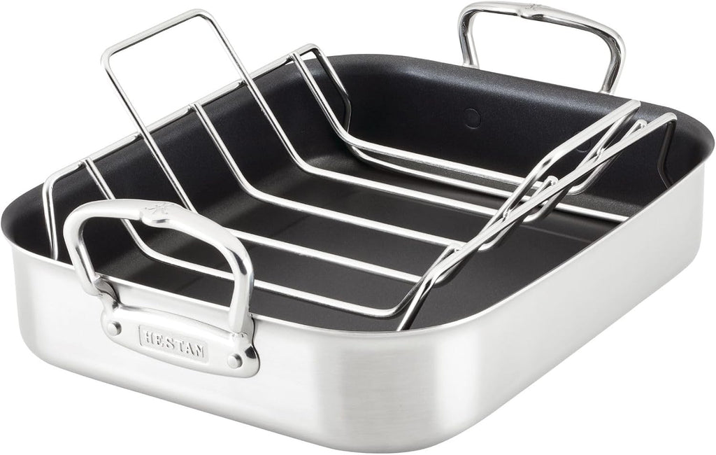 Hestan Provisions – 14.5' Classic Clad Nonstick Roasting Pan with Stainless Steel Rack