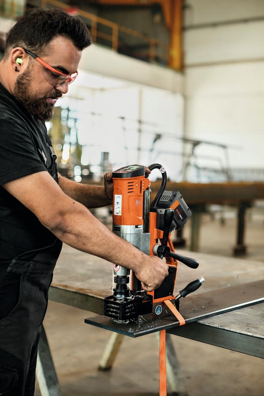Fein 18V Cordless Universal Magnetic Base Drill with Brushless Motor and Permanent Magnet - 1-3/8' HSS Cutter Max. Diameter - AJMU 137 PMQW 18V AS Set 2 x 8 Ah - 71700563090