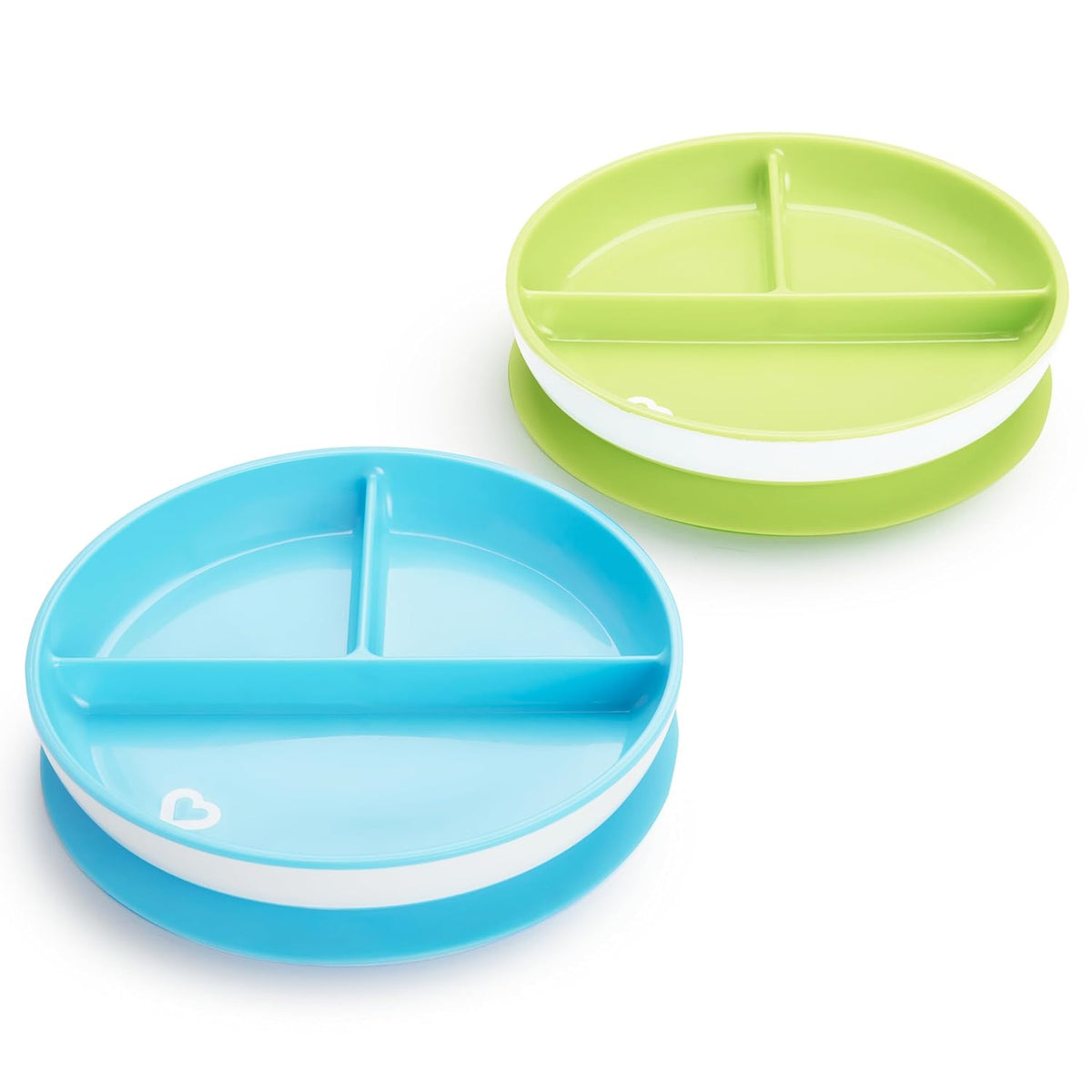 Munchkin Stay Put Suction Plates for Baby and Toddler,3 Divided Sections,Blue/Green,(Pack of 9)