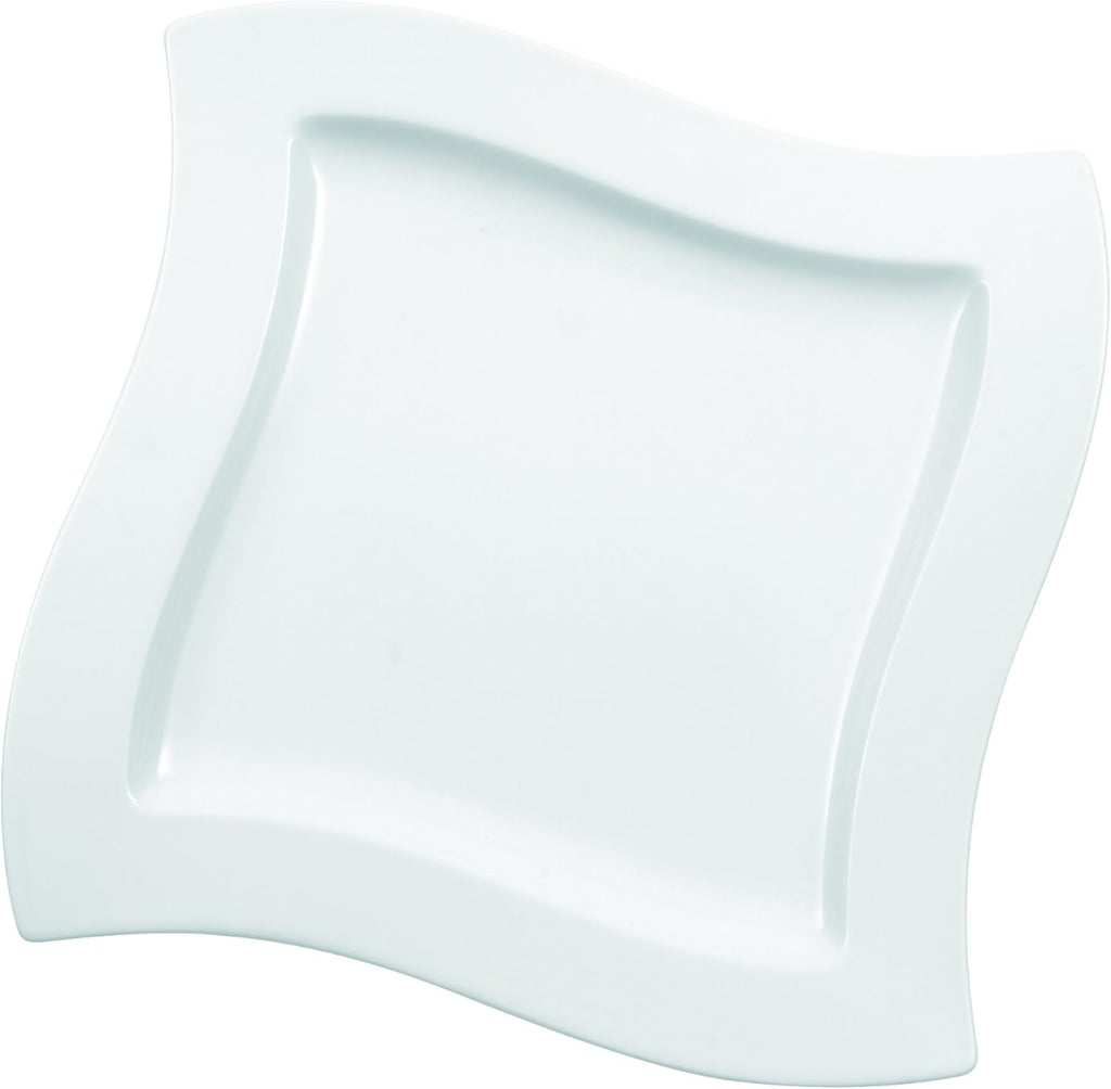 Villeroy & Boch NewWave Collection Square Salad Plates, Set of 4, 9.5 x 9.5 x 1 in, 6.25 in inner, Premium Porcelain, Made in Germany, Rich, Creamy White
