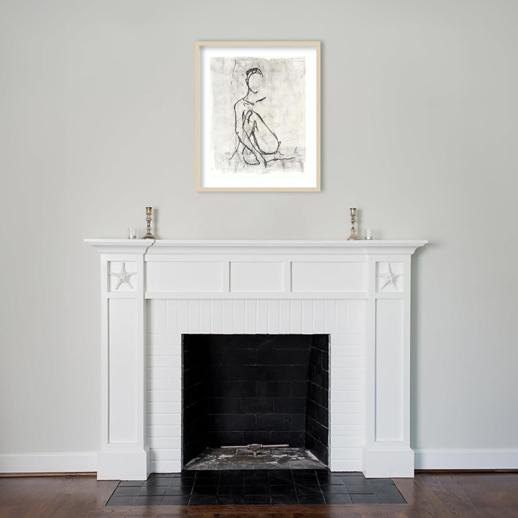 Amanti Art Framed Wall Art Print 33x28 Embellished Nude Contour Sketch II by Ethan Harper, Abstract Wall Art, Modern Contemporary Decor, Large Poster Painting Artwork for Living Room, Bedroom,