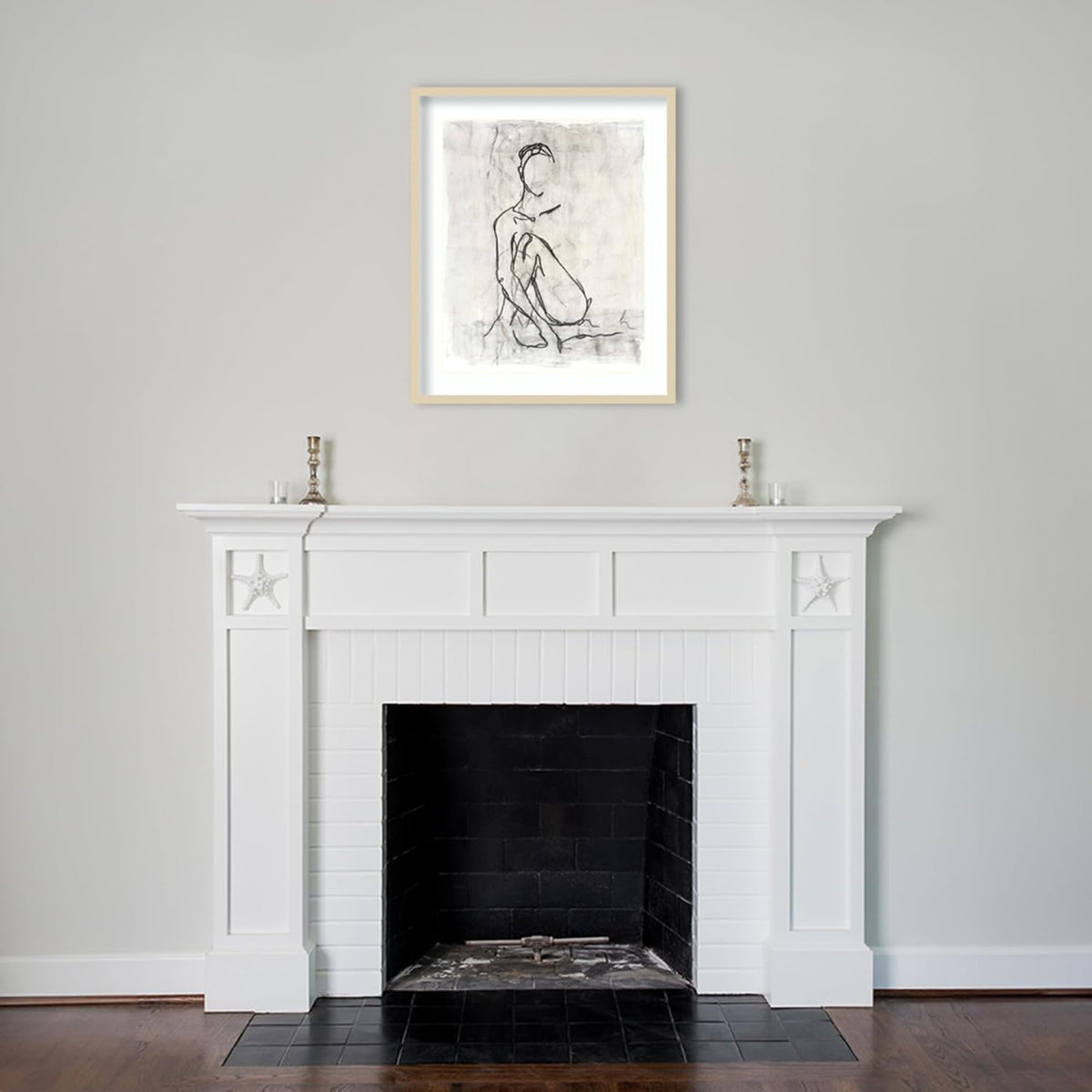 Amanti Art Framed Wall Art Print 33x28 Embellished Nude Contour Sketch II by Ethan Harper, Abstract Wall Art, Modern Contemporary Decor, Large Poster Painting Artwork for Living Room, Bedroom,