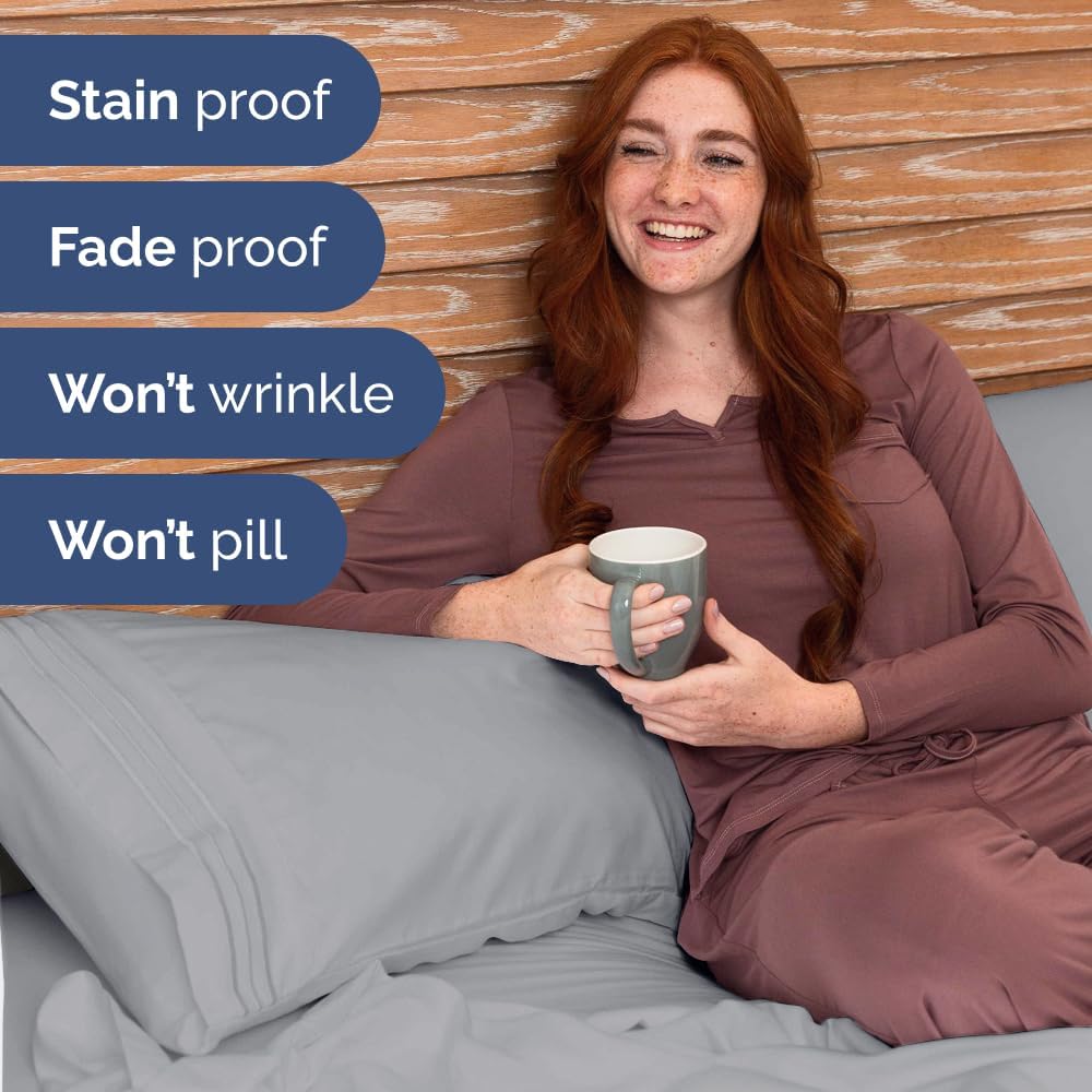 Bulk Case Pack of 12 Sheet Sets - (12) Complete Queen Size Sheet Sets with Deep Pockets - Wholesale Bulk Bedding for Hotels, Spas & Airbnbs - Breathable, Cooling & Wrinkle Free - (Queen, Steel Blue)