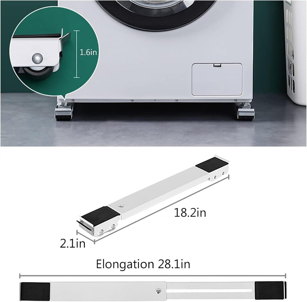 Washing Machine Stand Movable Refrigerator Raised Base Mobile Roller Bracket Wheel Bathroom Kitchen Accessories Home Appliance(Black Suit)
