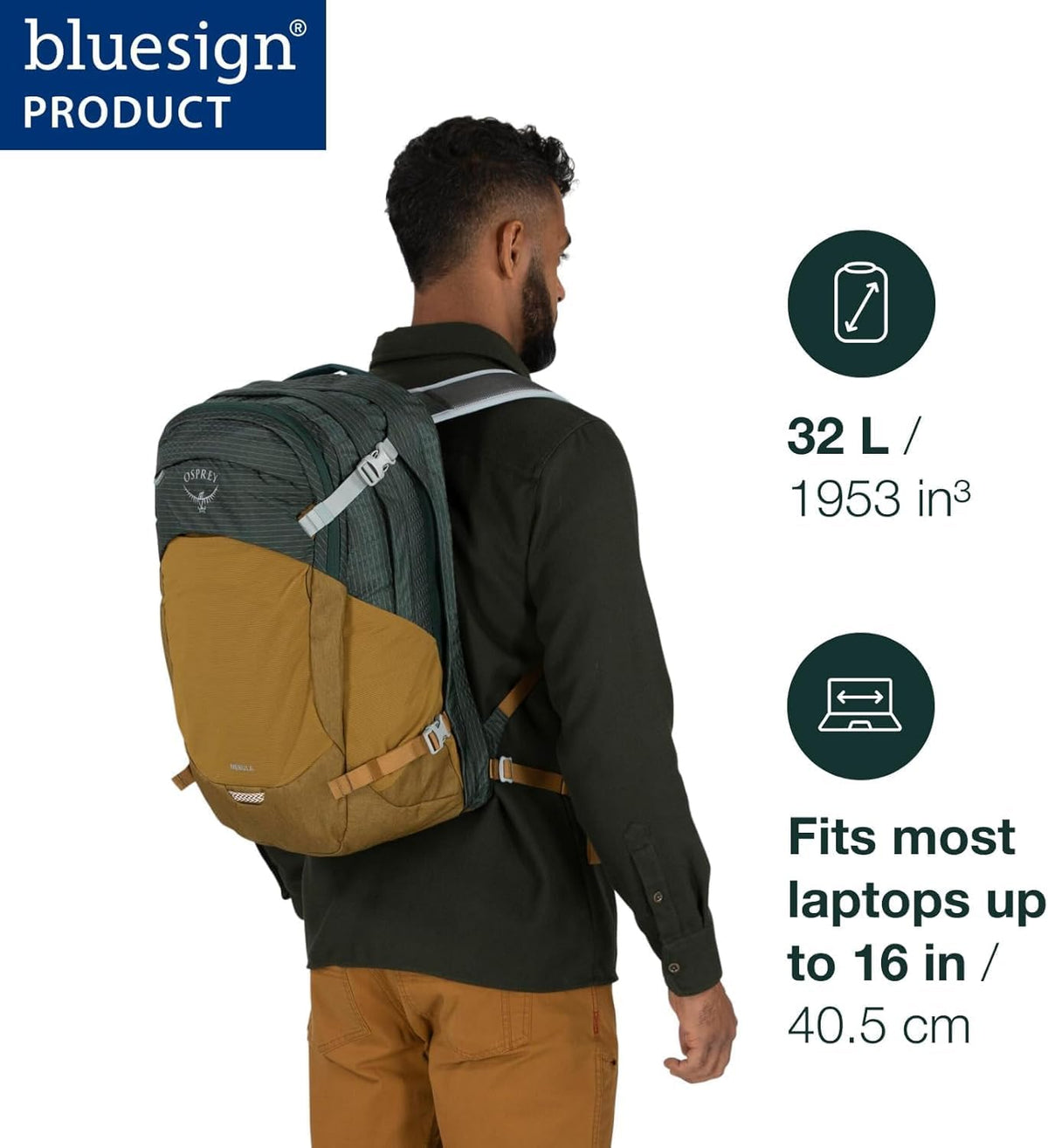 Osprey Nebula Commuter Backpack - Everyday Bag with Laptop Sleeve and Bottle Pockets, Sandy Grey/Olive Tan Heather