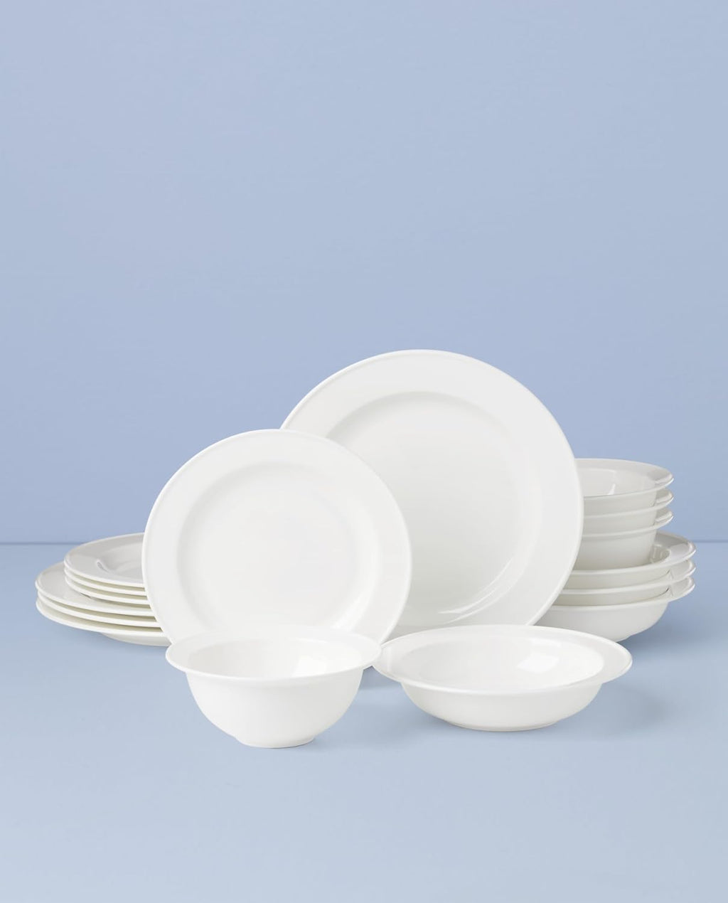 Lenox Dinnerware Sets, Studio 1414 Rimmed 16-Piece Dinnerware Set, Service For 4, Bone China Material, Dishwasher Safe, Microwave Safe, Plates, Bowls, Plates And Bowls, Dinner Dishes (White, 16 Piece)