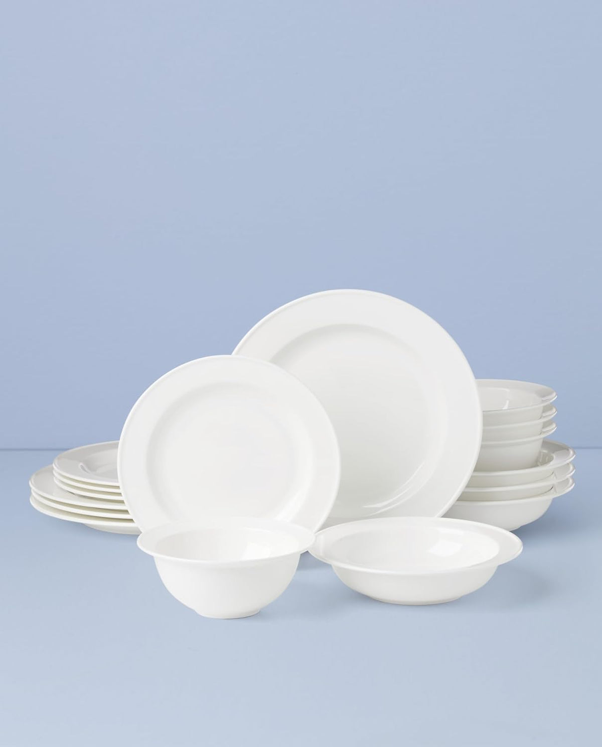 Lenox Dinnerware Sets, Studio 1414 Rimmed 16-Piece Dinnerware Set, Service For 4, Bone China Material, Dishwasher Safe, Microwave Safe, Plates, Bowls, Plates And Bowls, Dinner Dishes (White, 16 Piece)