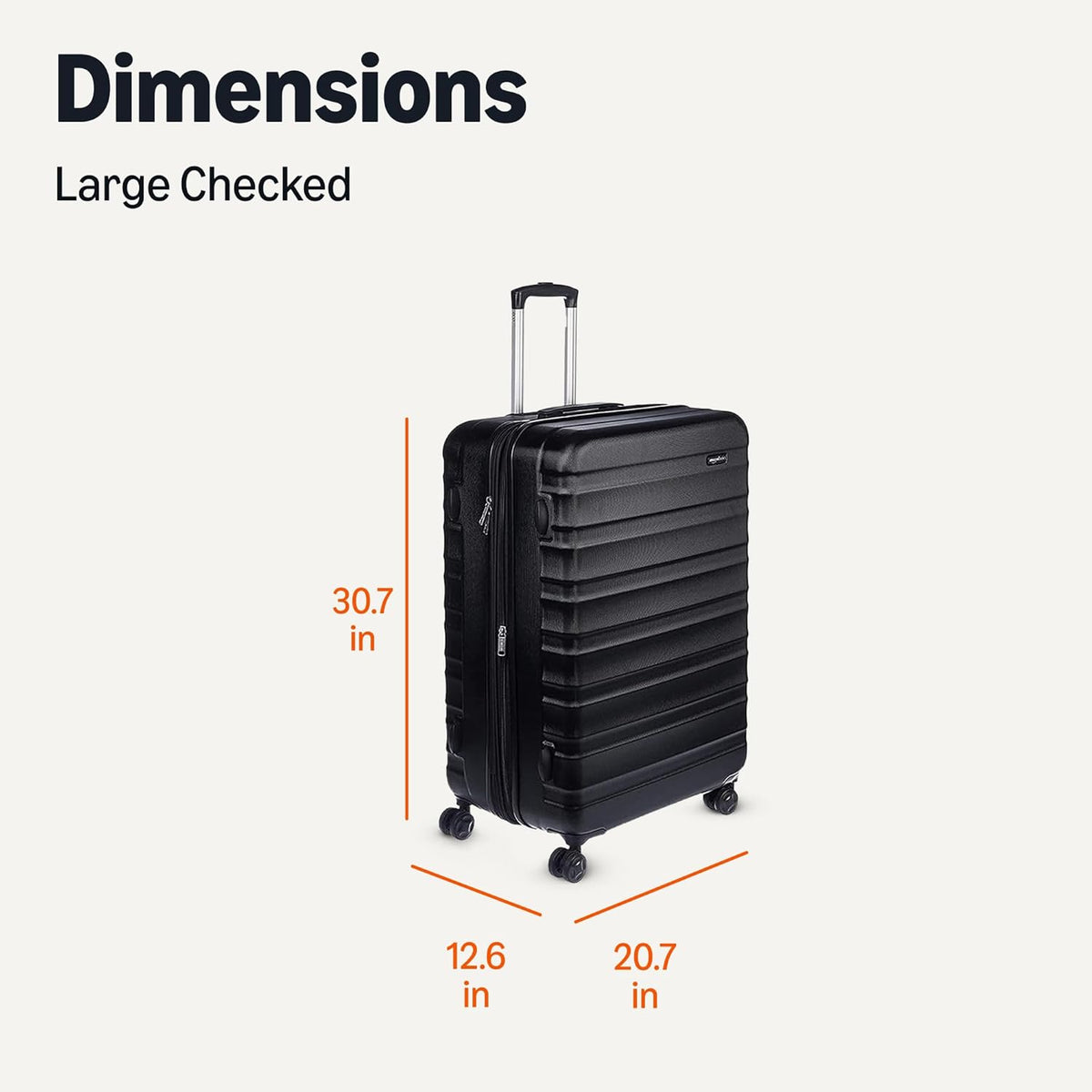 Amazon Basics 30' Hardside Large Checked Luggage, Hardshell Suitcase With Four Multi-directional Wheels, Expandable For Up to 15% More Space, Scratch-Resistant Shell, Black