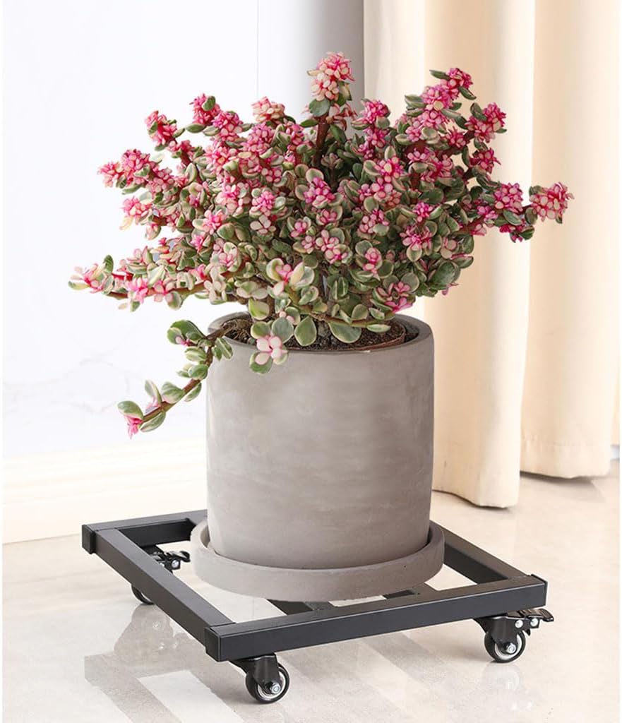 Mobile Base Tray Universal Wheel Plant Caddy Load-Bearing Bracket with Pulley Roller Breathable Flower Tray Bottom Flower Pot Mover Garden Patio Planter Trolley