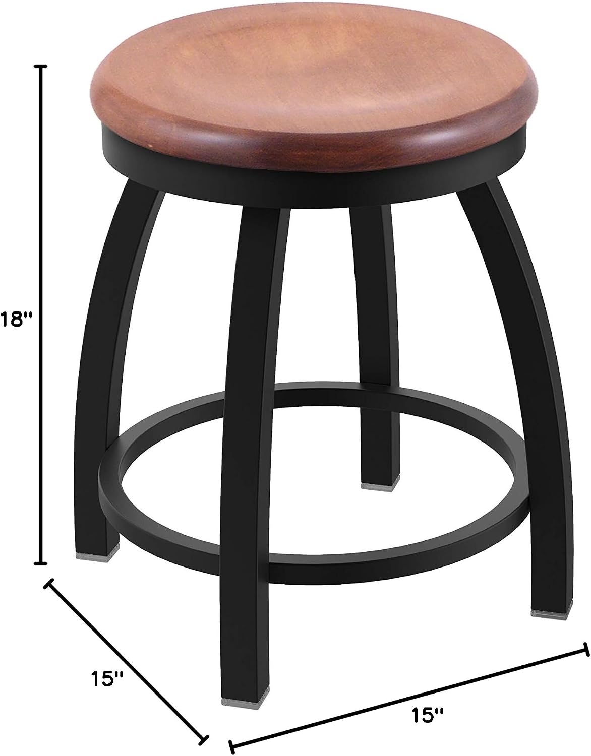 802 Misha 18' Swivel Vanity Stool with Black Wrinkle Finish and Medium Maple Seat