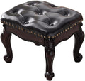 Footstools, Genuine Leather Vanity Benches, Piano Stool, Living Room and Bedroom Desk Stools(Black-Small)