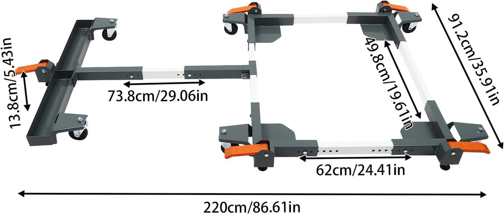 Undercat Mobile Base, Heavy Duty Universal Mobile Base with 6 Universal Wheels, 600 lbs Load Capacity, Adjustable Mobile Base for Mobilizing Small Mechanical Equipment, Home Appliances