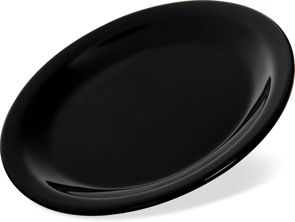 Carlisle FoodService Products Kingline Reusable Plastic Plate Dessert Plate for Home and Restaurant, Melamine, 6.5 Inches, Black, (Pack of 48)