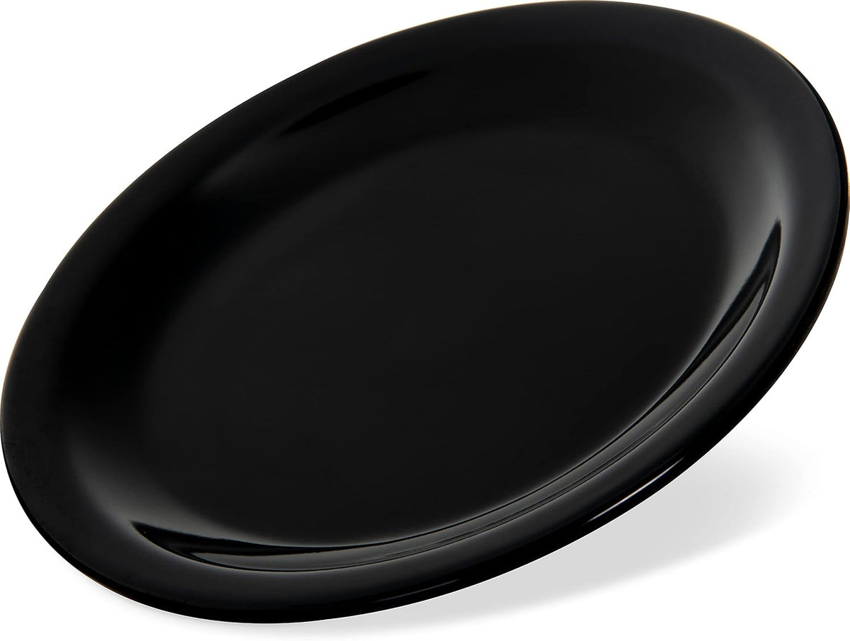 Carlisle FoodService Products Kingline Reusable Plastic Plate Dessert Plate for Home and Restaurant, Melamine, 6.5 Inches, Black, (Pack of 48)