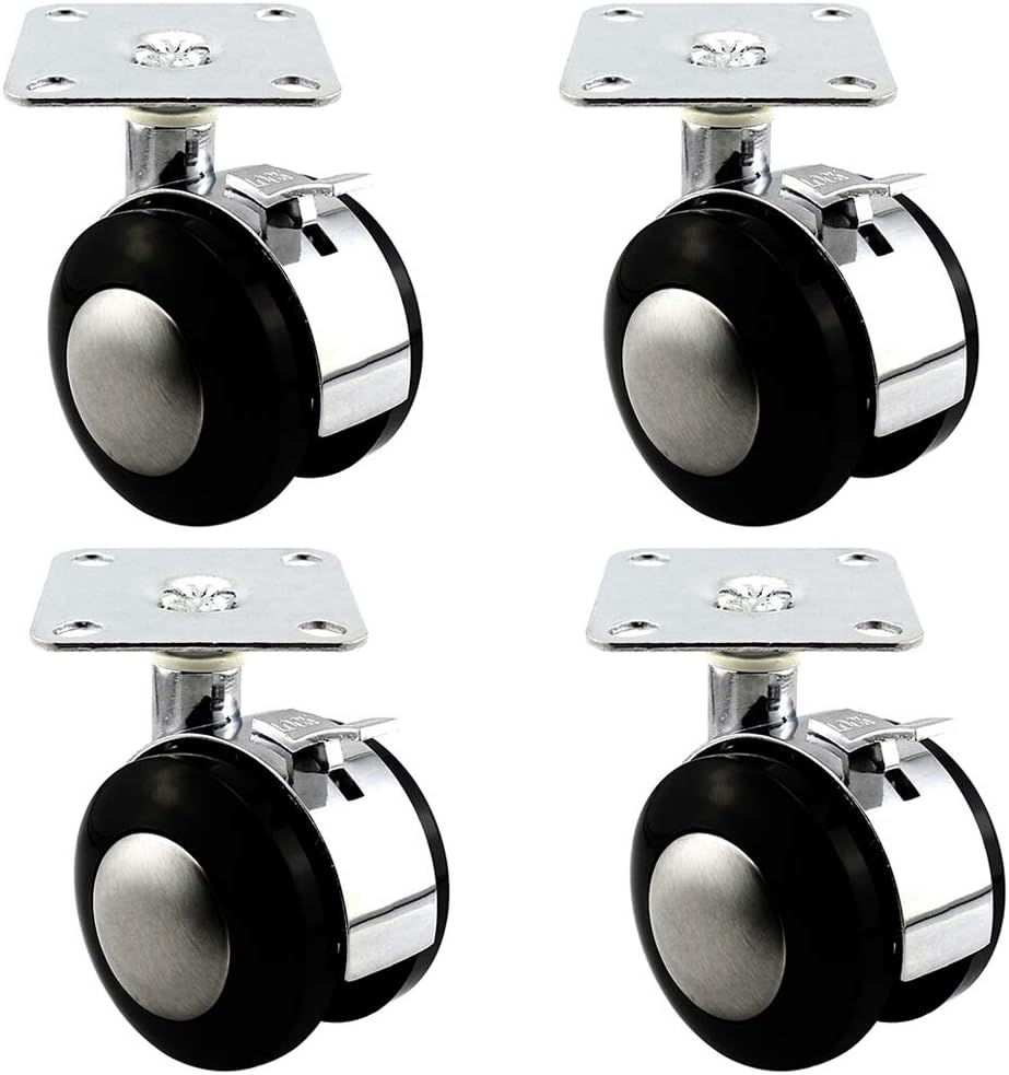 Caster Wheels,4×5/2 inch Alloy Flat Plate Universal Wheel-Mobile Cabinet Table Base Plate Wheel, Furniture Silent Rotating Wheel with Brake/with Screws (60/80KG-4 only)