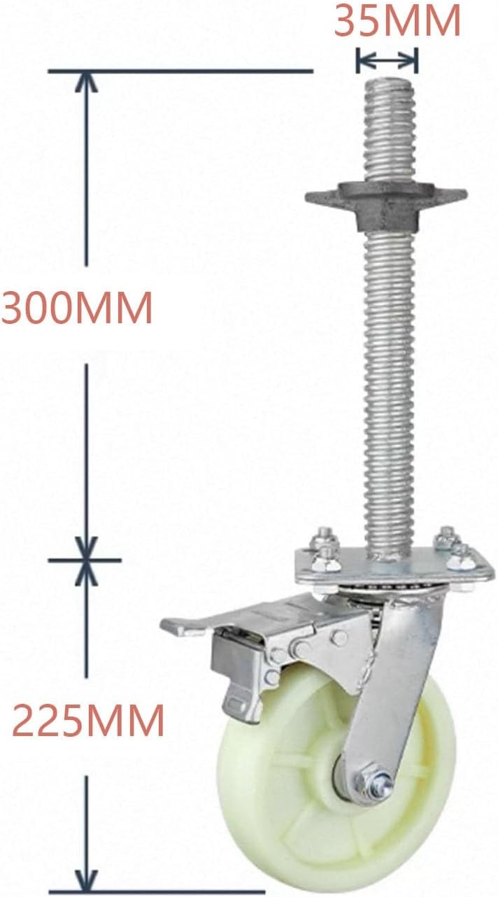 Adjustable 8Inch Swivel Casters with Universal Brake for Scaffolding Locking Mobile Base Set of 4 (White) HeavyDuty Easy Maneuverability Perfect for Industrial Use