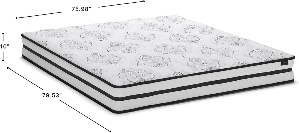 Signature Design by Ashley King Size Chime 10 Inch Medium Firm Hybrid Mattress with Cooling Gel Memory Foam for Pressure Relief, Fiberglass-Free, Mattress In A Box