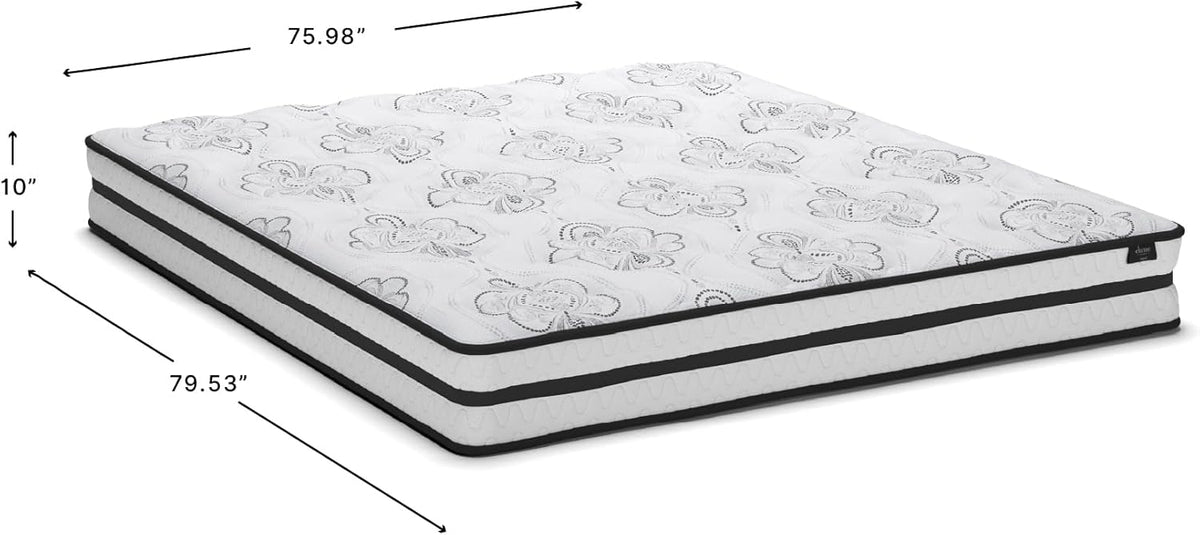 Signature Design by Ashley King Size Chime 10 Inch Medium Firm Hybrid Mattress with Cooling Gel Memory Foam for Pressure Relief, Fiberglass-Free, Mattress In A Box