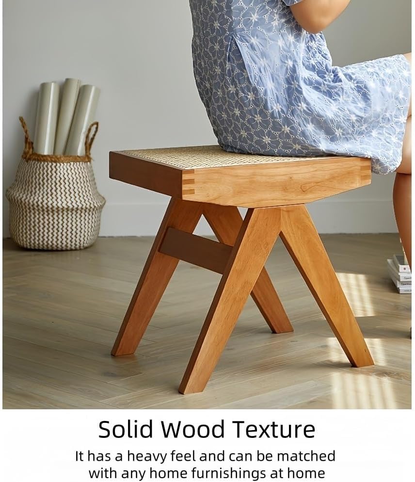 Stool with Rattan Entryway Shoe Bench Vanity Stools Dressing Stool Small Sitting for Living Room Beautiful