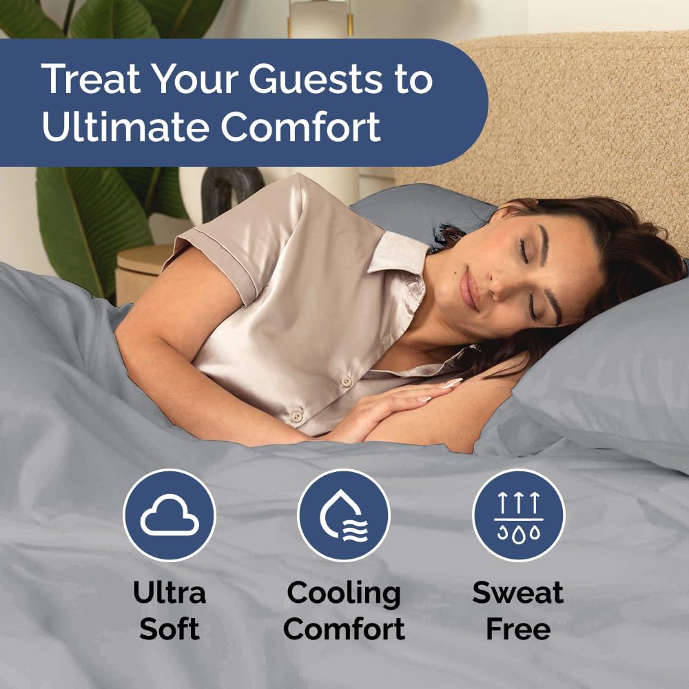 Bulk Case Pack of 12 Sheet Sets - (12) Complete Queen Size Sheet Sets with Deep Pockets - Wholesale Bulk Bedding for Hotels, Spas & Airbnbs - Breathable, Cooling & Wrinkle Free - (Queen, Steel Blue)