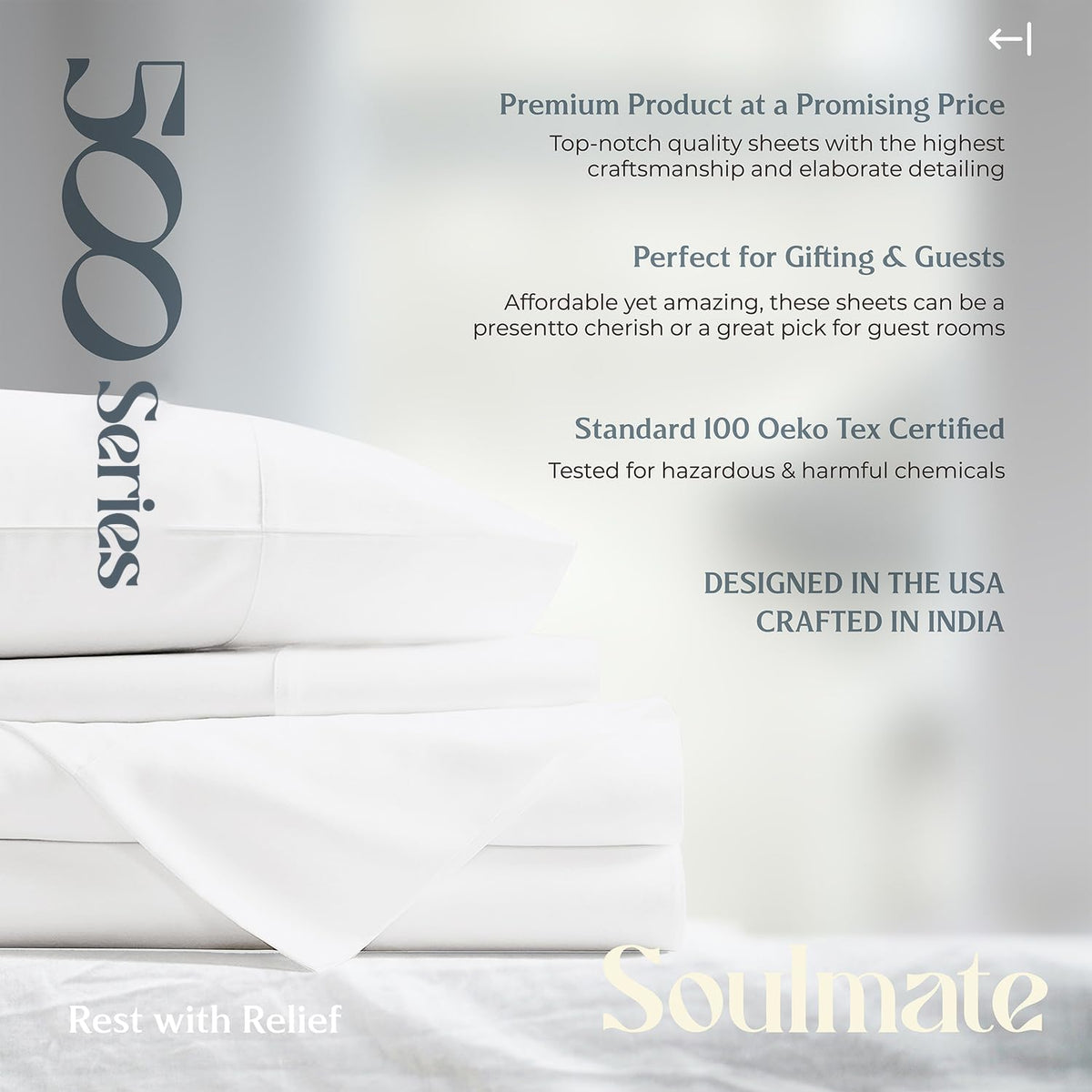 Mayfair Linen 100% Egyptian Cotton 2 Pack Queen Sheet Set - Luxury 500 Series Soulmate Collection Cotton Sheets Queen Size (8 PC, White), Soft, Cooling, Sateen 16' Deep Pocket Hotel Quality Sheet