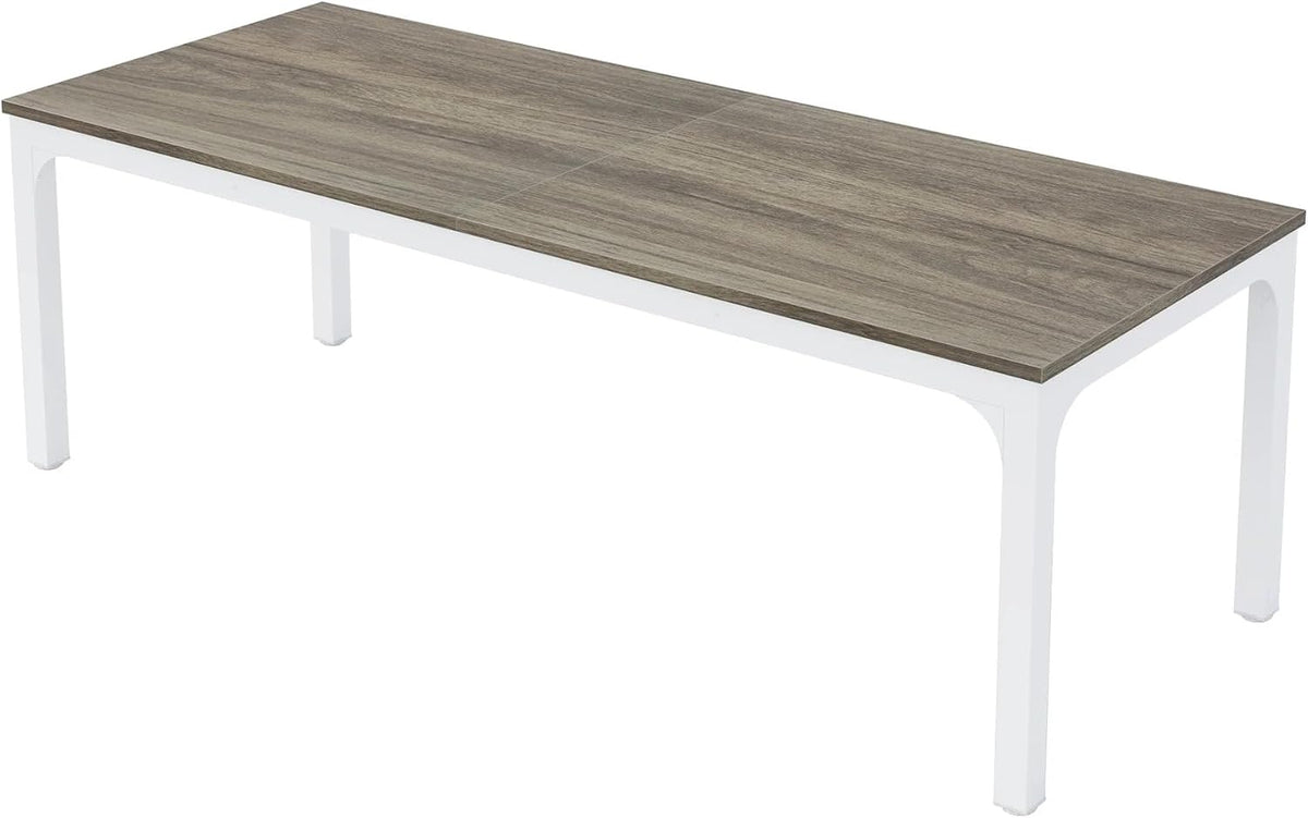 Large Dining Table, 78.7 x 27.6 Inches, Seats 6-8, Rustic Wood Top with Black Metal Frame (Taupe)