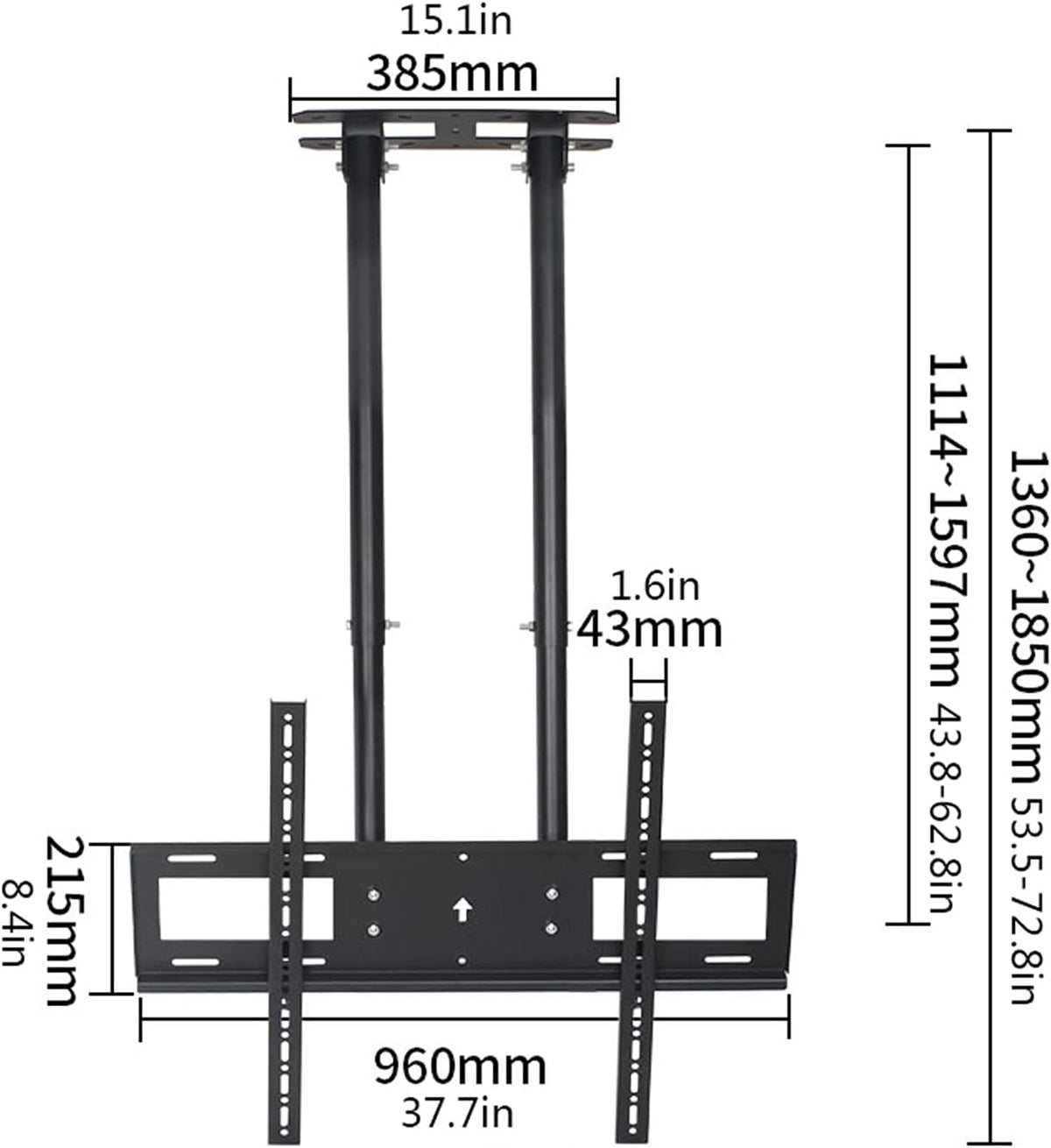 Universal TV Stand TV Stand Base TV Ceiling Mount Bracket Telescopic Tilt Adjustable TV Stand Double Pole Single Screen Hanger for Most 60-100 Inch LED, LCD Flat Screen TVs Tv Stan