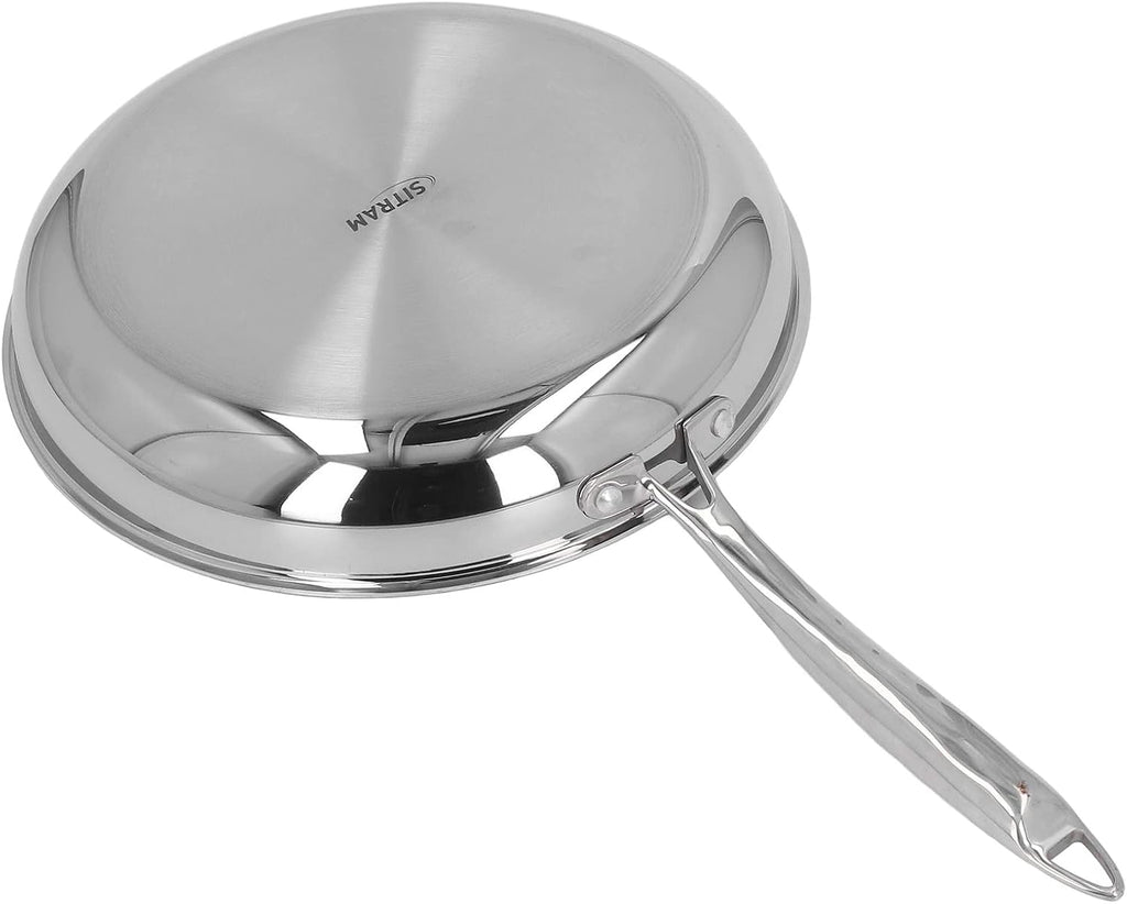 Stainless Steel Frying Pan - 3 Layers Stainless Steel Skillet for Omelette Cooking Professional Grade Pans for Cooking (Silver-28cm