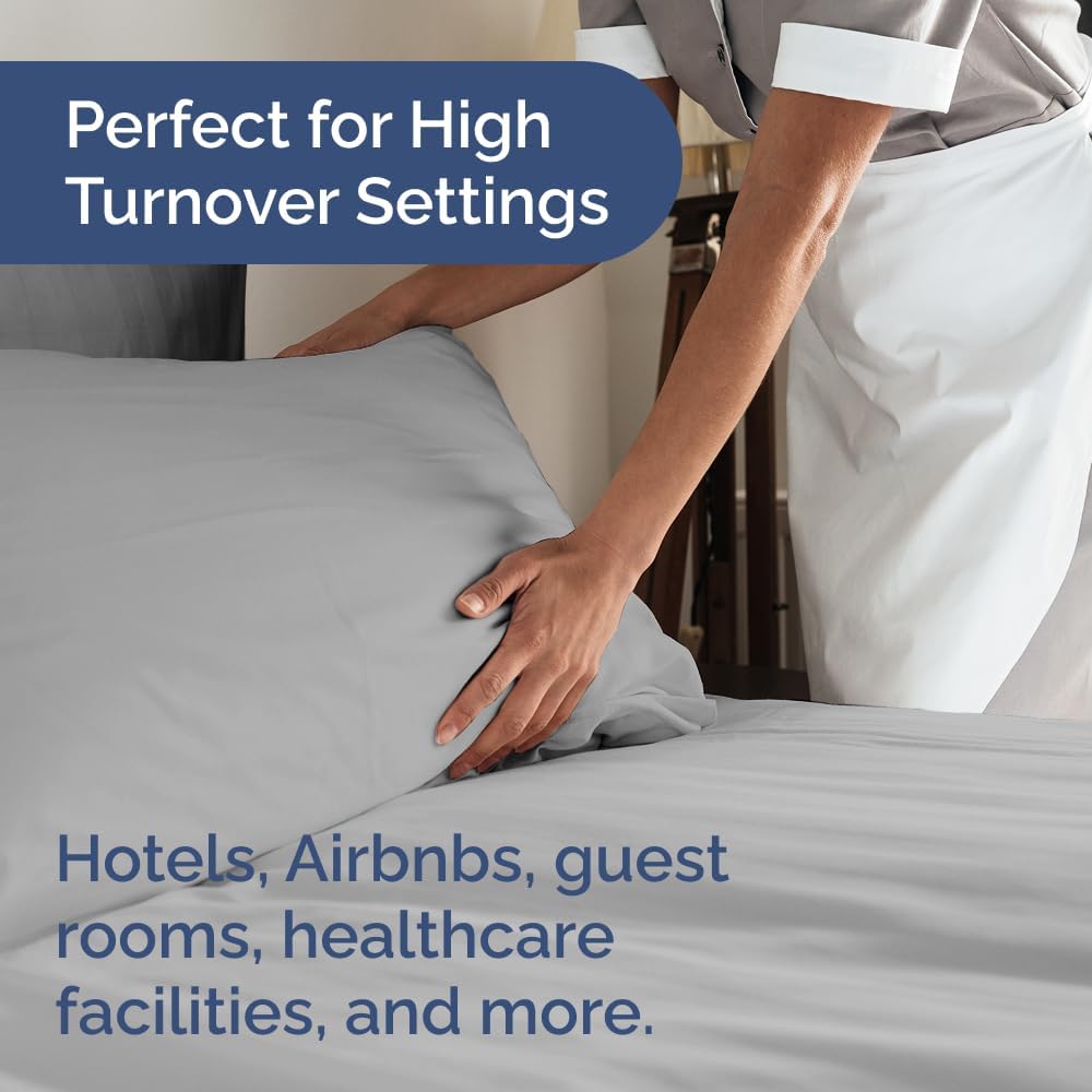 Bulk Case Pack of 12 Sheet Sets - (12) Complete Queen Size Sheet Sets with Deep Pockets - Wholesale Bulk Bedding for Hotels, Spas & Airbnbs - Breathable, Cooling & Wrinkle Free - (Queen, Steel Blue)