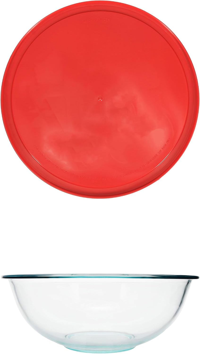 Pyrex (4 326 4qt Tempered Glass Mixing Bowls with (4) 326-PC 4qt Red Plastic Lids - Made in USA