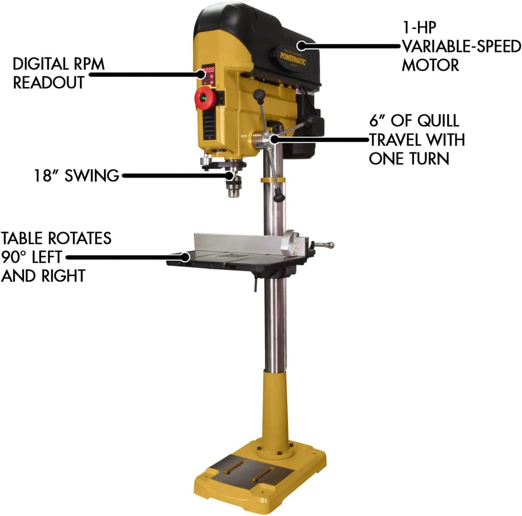 Powermatic 18' Floor Drill Press, 1 HP, Variable Speed (Model PM2800B) Bundle with JET Mobile Base, 600 lb Capacity (Model JMB-UMB)