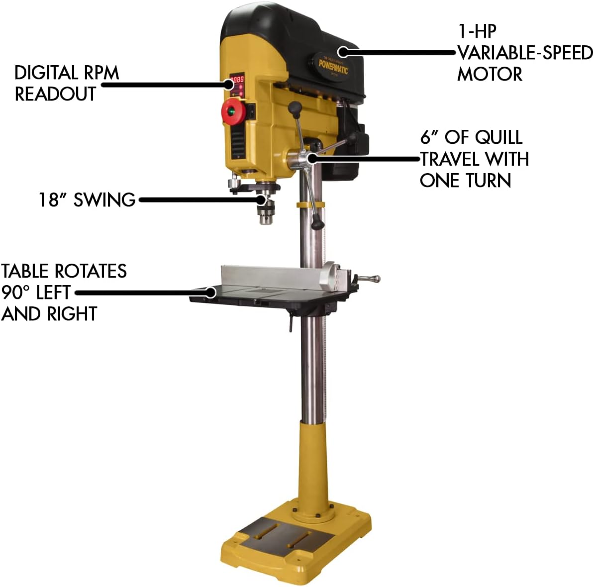 Powermatic 18' Floor Drill Press, 1 HP, Variable Speed (Model PM2800B) Bundle with JET Mobile Base, 600 lb Capacity (Model JMB-UMB)