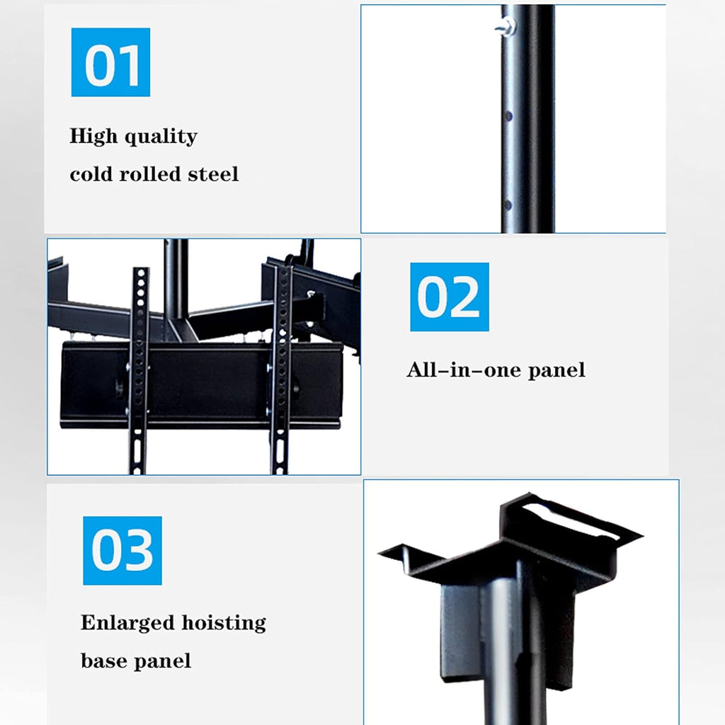 Universal TV Stand TV Stand Base Three Screen Ceiling TV Bracket 32'-75' Commercial Extension Tilt Rotation TV Mount Steel Adjustable Ceiling TV Mount with Max 400x400mm Tv Stand ,a-Four screens
