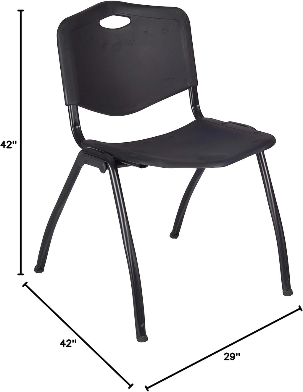 Regency Cain 42 in. Square Breakroom Table- Neo Walnut & 4 M Stack Chairs- Black