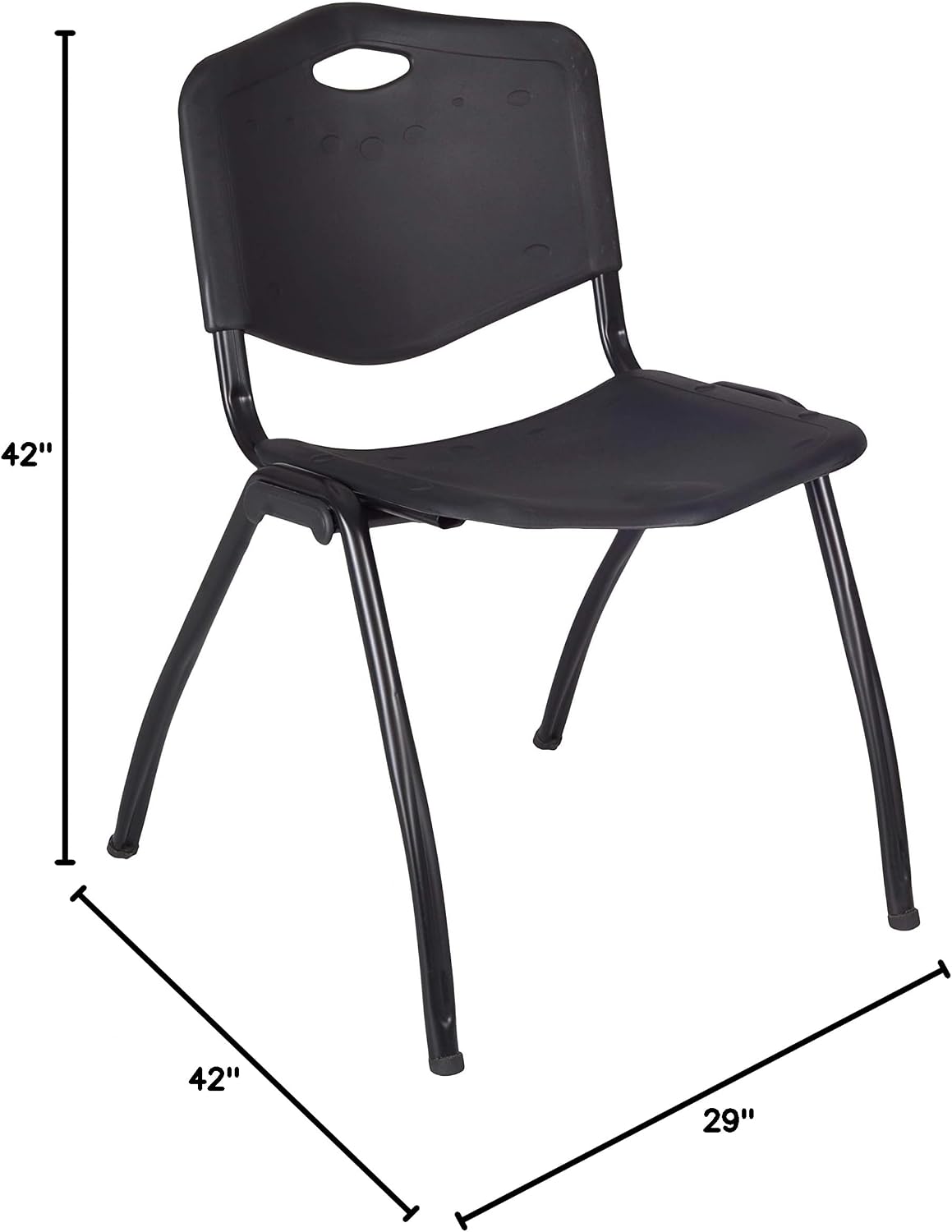 Regency Cain 42 in. Square Breakroom Table- Neo Walnut & 4 M Stack Chairs- Black