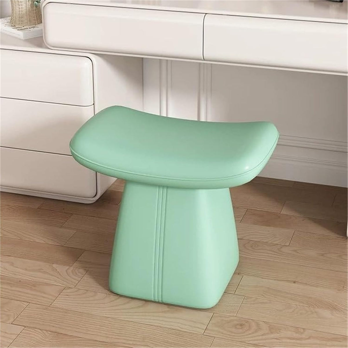 Vanity Chair Wooden Frame Makeup Stool Dressing Dinning Chair Leather Upholstered Vanity Bench for Living Room,Living Room