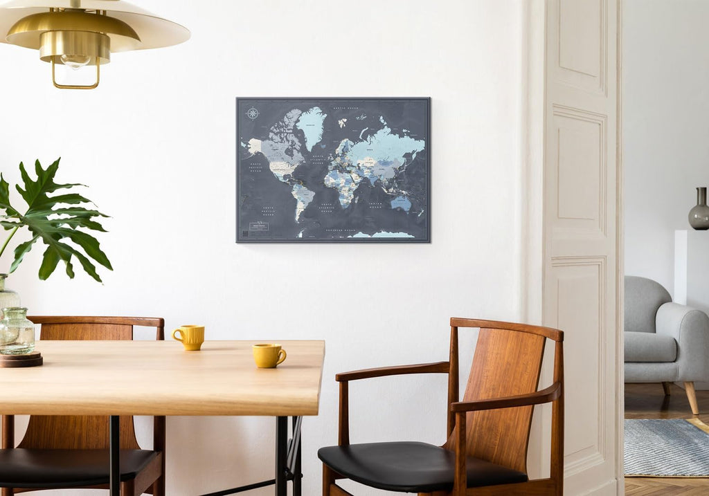 World Map Canvas with Pins: Explore Political or Tourist Destinations in 5 Colors. | Perfect Gift for Travelers' sized 22' x 16' | by Pin Adventure map (Navy, Political map)