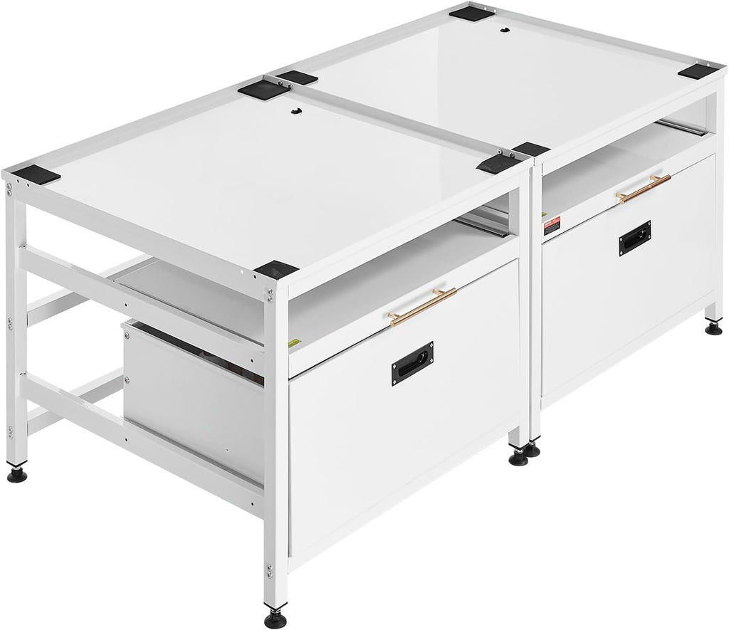 VEVOR Laundry Pedestal, 22.6 in Height, 29 x 29 in Washer and Dryer Pedestals with Pull-out Tray and Storage Space, 800 lbs Load Capacity, Non-Slip Feet Washing Machine Stand Universal, White, 2 Pack